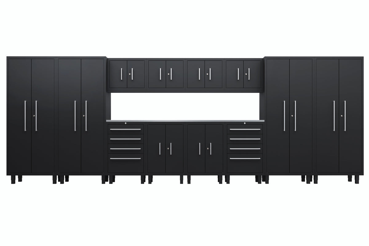 Core Plus Series 14pc Cabinet Set with Base, Tool Drawers, Wall Cabinets and 30" Lockers