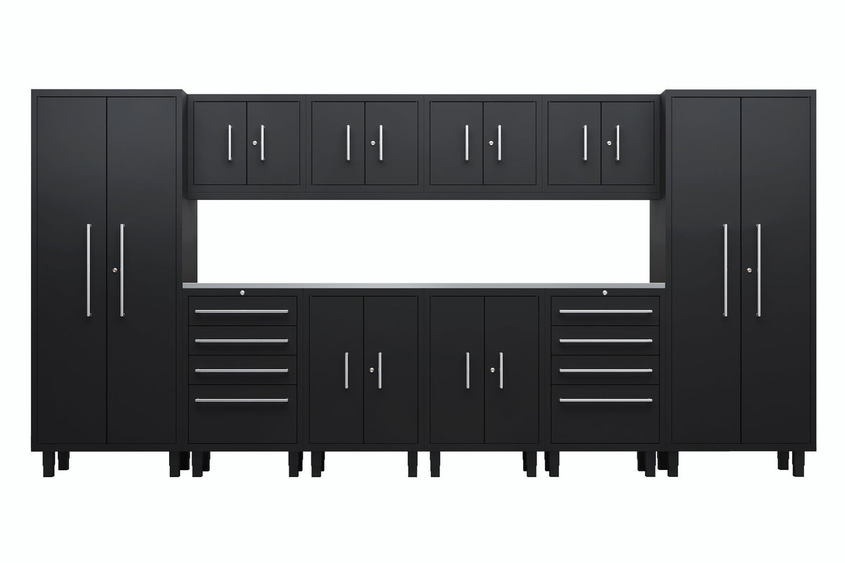 Core Plus Series 12pc Cabinet Set with Base, Tool Drawers, Wall Cabinets and 30" Lockers