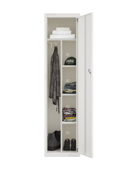 KDS Metal Storage Cabinet with Adjustable Shelves, Hanging Rod & Hooks, Split Unit