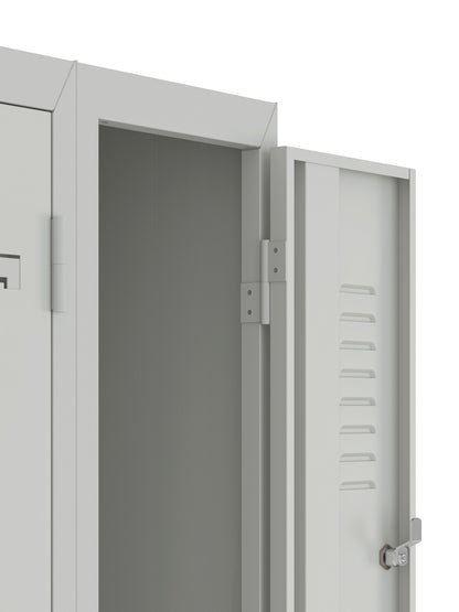 BDS Double Unit Locker 2 - Tier Flat Pack - Main (1) and Add-on (1) Unit - Light Gray