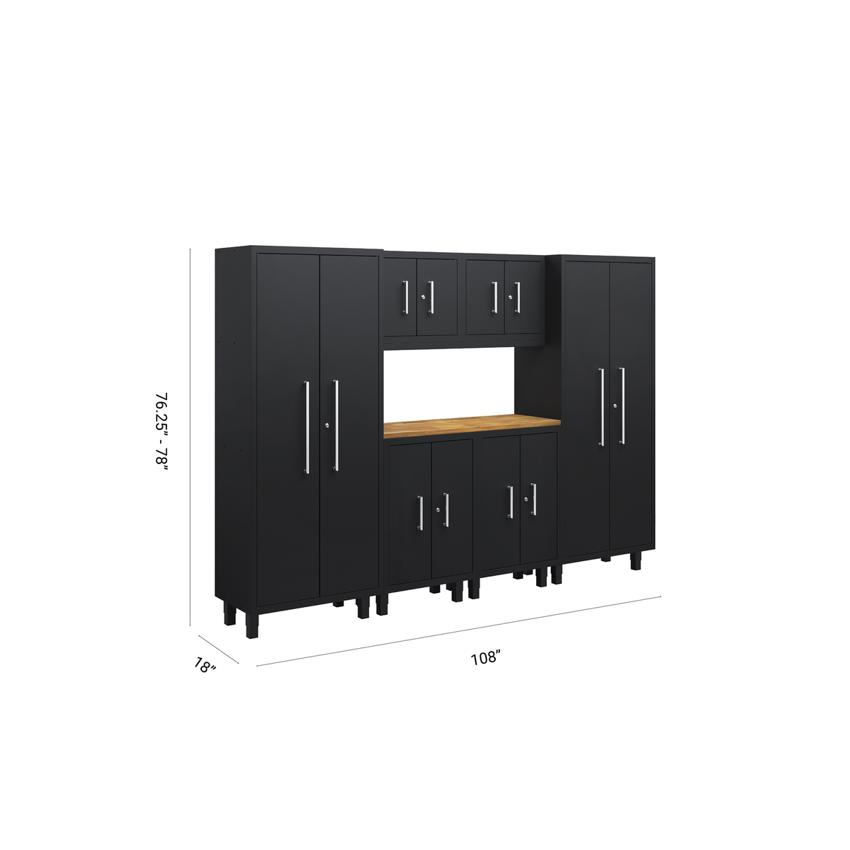 Core Plus Series 7pc Cabinet Set with Base, Wall Cabinets and 30" Lockers