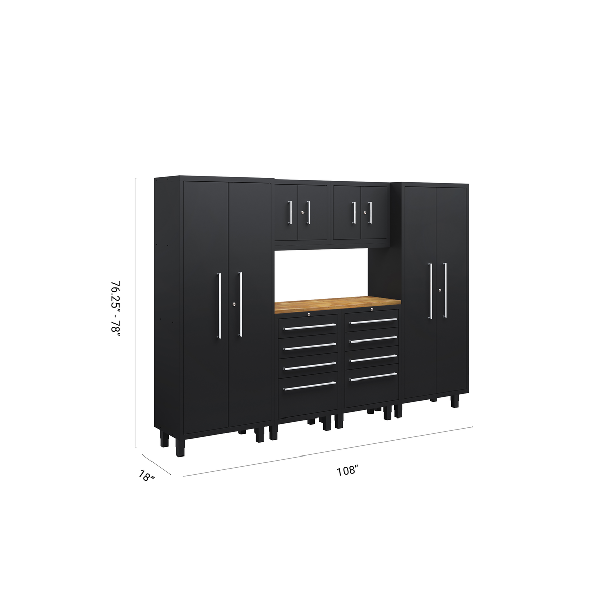 Core Plus Series 7pc Cabinet Set with Tool Drawers, Wall Cabinets and 30" Lockers