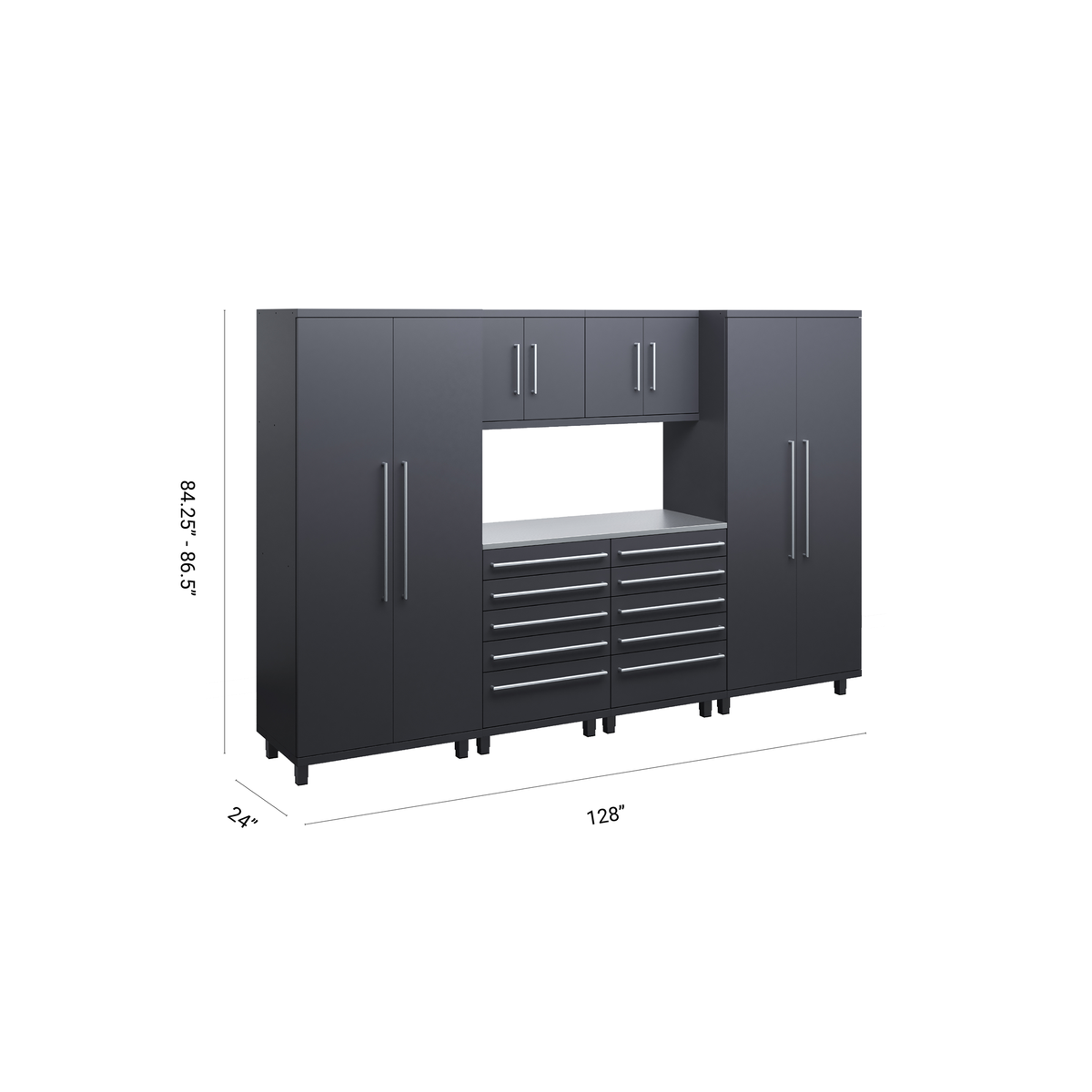 Prestige Series 7pc Cabinet Set with Tool Drawers, Wall Cabinets and 36" Lockers