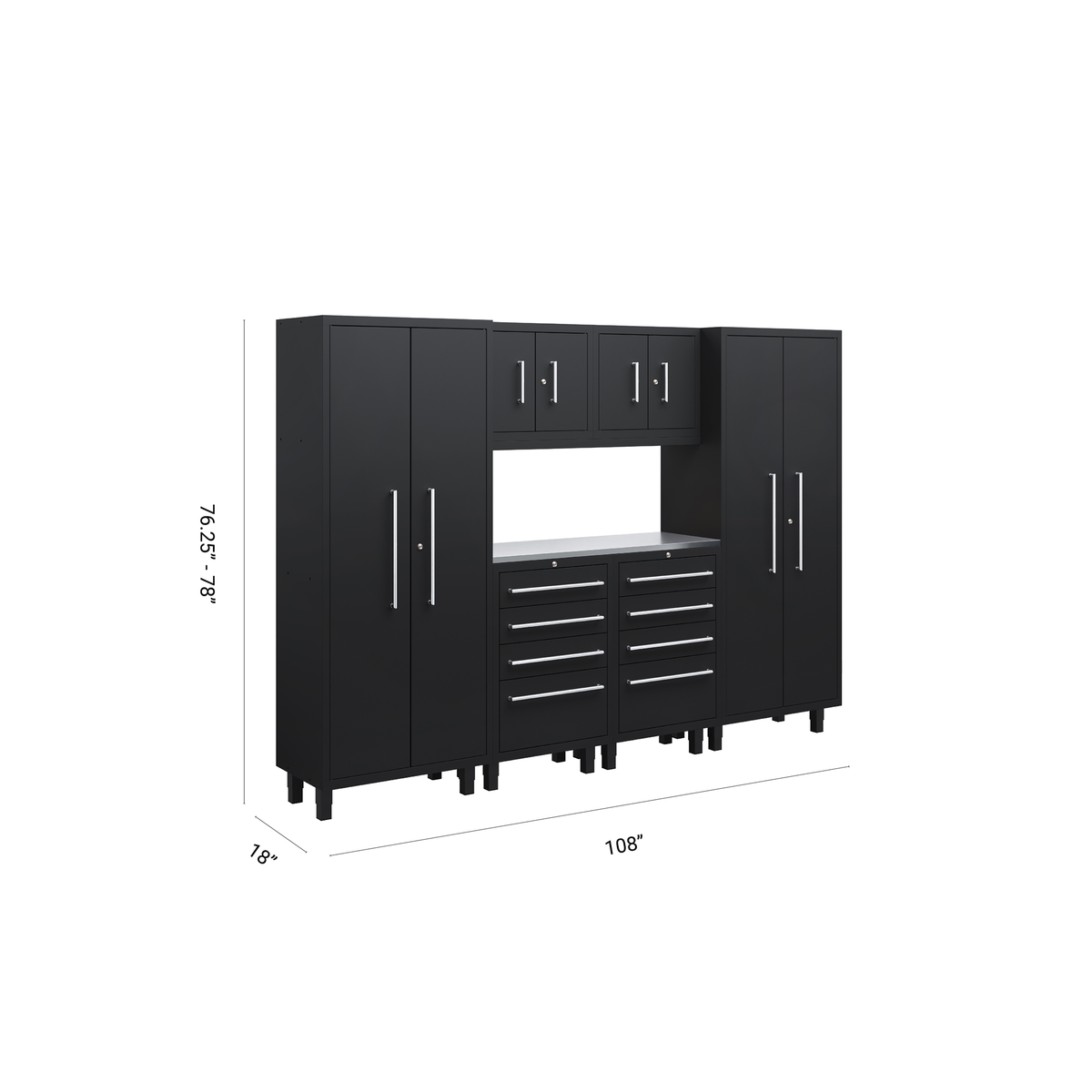 Core Plus Series 7pc Cabinet Set with Tool Drawers, Wall Cabinets and 30" Lockers