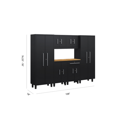 Core Plus Series 7pc Cabinet Set with Base, Split, Wall Cabinets and 30" Lockers
