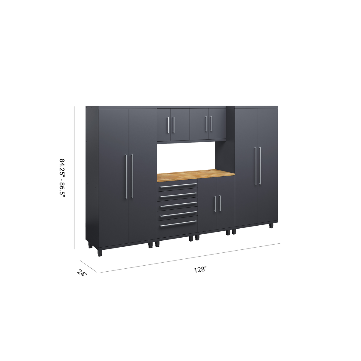 Prestige Series 7pc Cabinet Set with Base, Tool Drawers, Wall Cabinets and 36" Lockers