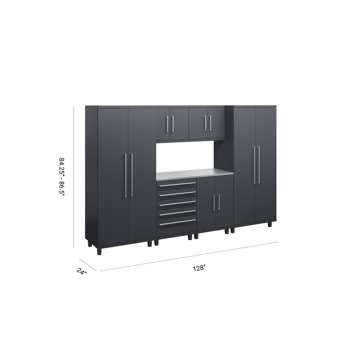 Prestige Series 7pc Cabinet Set with Base, Tool Drawers, Wall Cabinets and 36" Lockers
