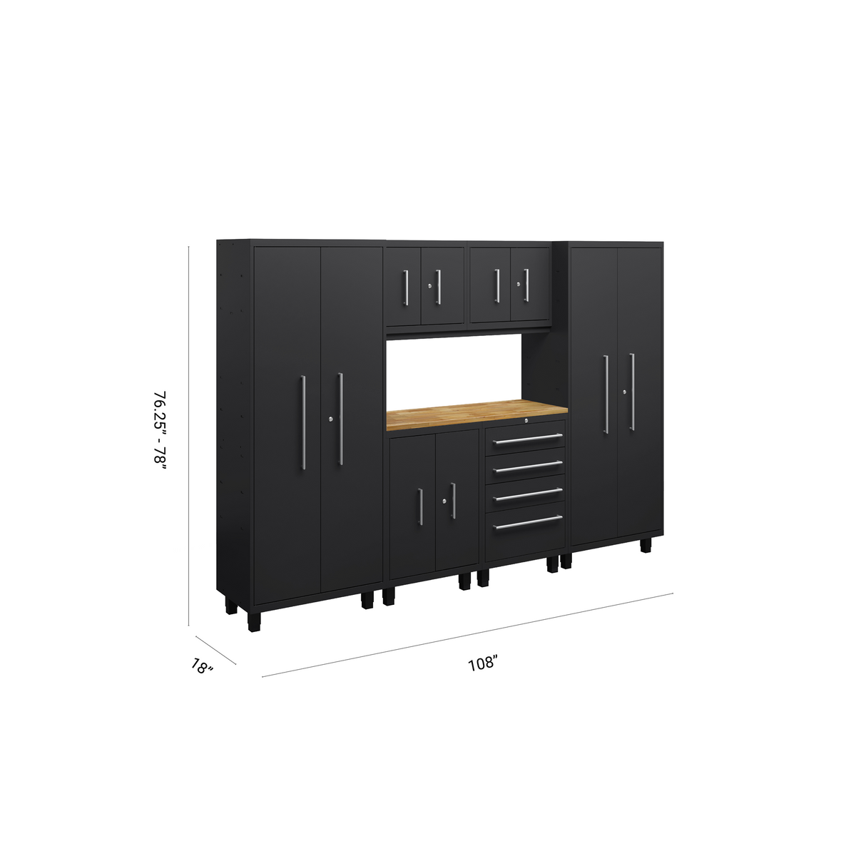Core Plus Series 7pc Cabinet Set with Base, Tool Drawers, Wall Cabinets and 30" Lockers