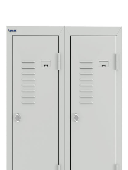 BDS Double Unit Locker 2 - Tier Flat Pack - Main (1) and Add-on (1) Unit - Light Gray
