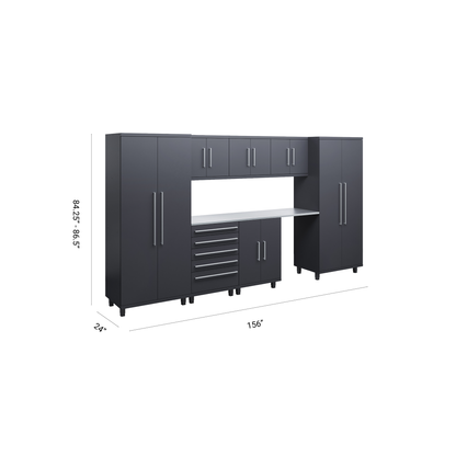 Prestige Series 8pc Cabinets Set with Base, Tool Drawers, Wall Cabinets and 36" Lockers