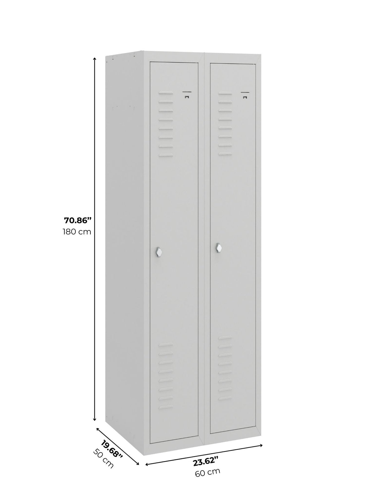 BDS Double Unit Locker 1- Tier Flat Pack - Main (1) and Add-on (1) Unit - Light Gray