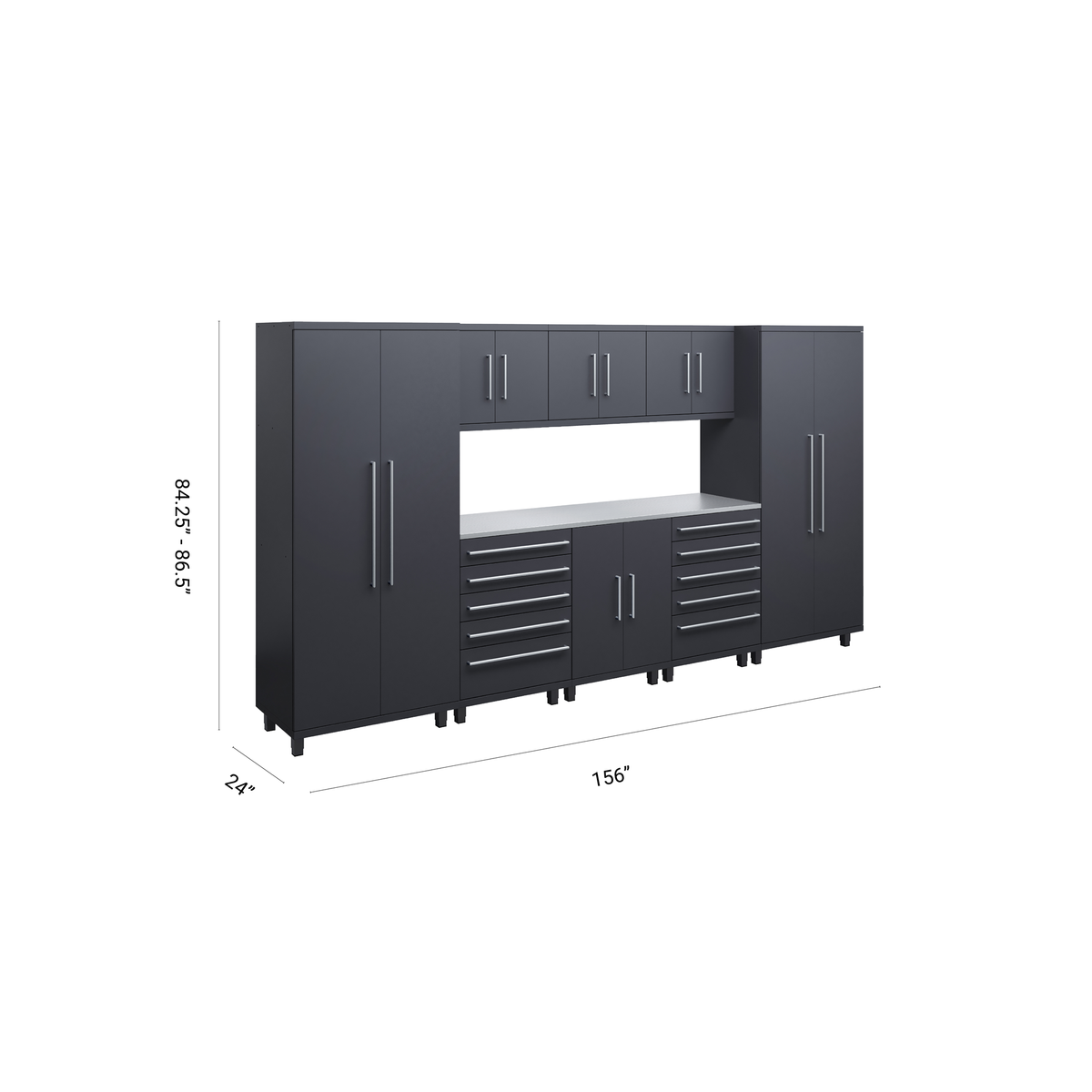 Prestige Series 9pc Cabinet Set with Base, Tool Drawers, Wall Cabinets and 36" Lockers