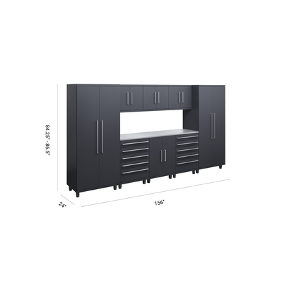 Prestige Series 9pc Cabinet Set with Base, Tool Drawers, Wall Cabinets and 36" Lockers