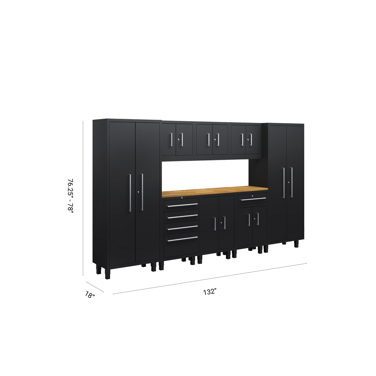 Core Plus Series 9pc Cabinet Set with Base, Tool Drawer, Split, Wall Cabinets and 30" Lockers