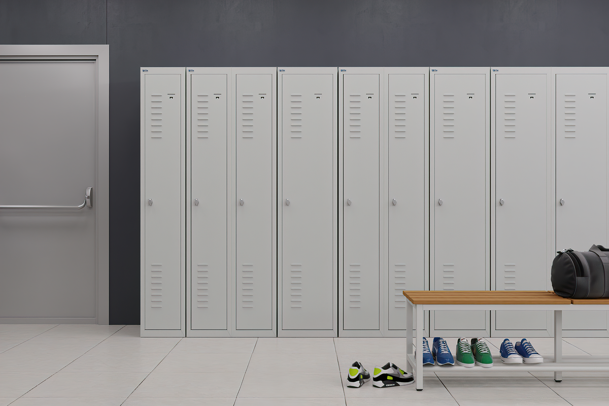 BDS Double Unit Locker 1- Tier Flat Pack - Main (1) and Add-on (1) Unit - Light Gray