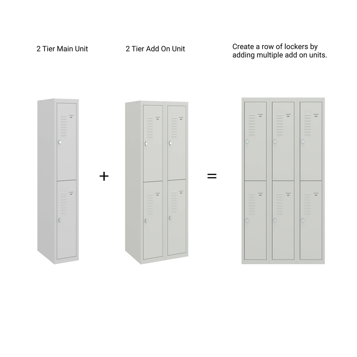 BDS Triple Unit Locker 2 - Tier Flat Pack - Main (1) and Add-on (2) Unit - Light Gray