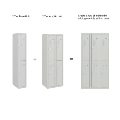BDS Triple Unit Locker 2 - Tier Flat Pack - Main (1) and Add-on (2) Unit - Light Gray