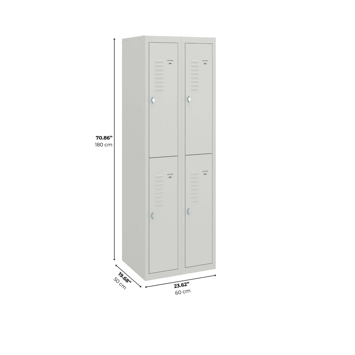 BDS Double Unit Locker 2 - Tier Flat Pack - Main (1) and Add-on (1) Unit - Light Gray