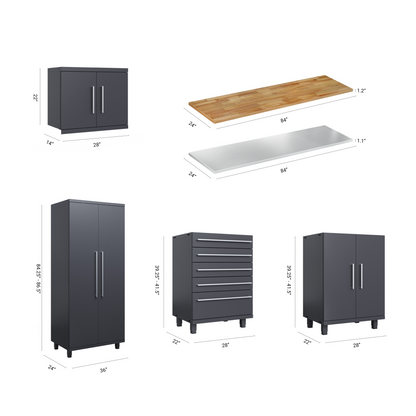 Prestige Series 8pc Cabinets Set with Tool Drawers, Wall Cabinets and 36" Lockers
