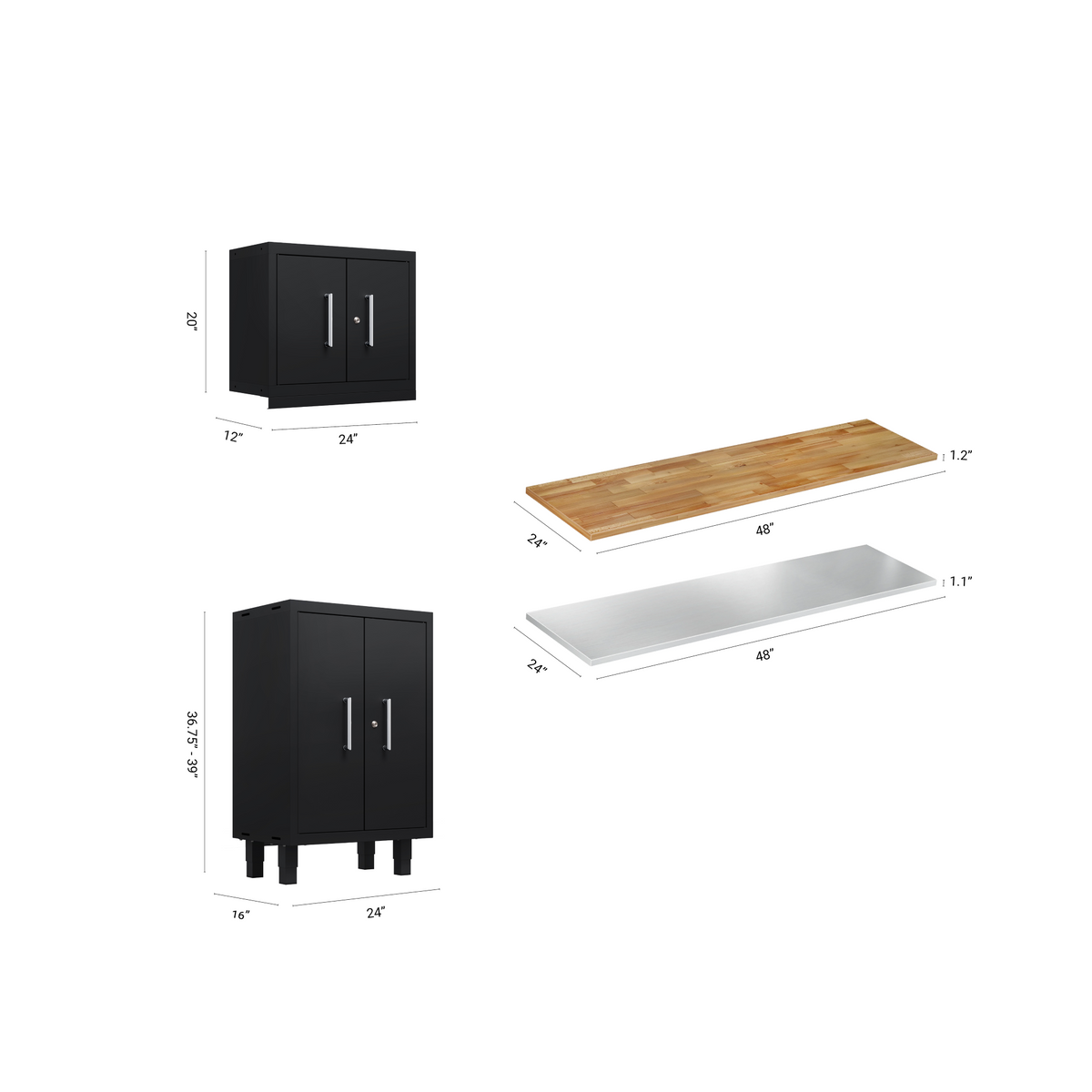 Core Plus Series 5pc Cabinet Set with Base and Wall Cabinets