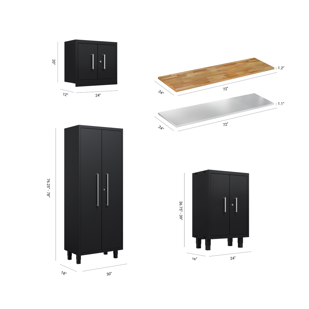 Core Plus Series 14pc Cabinet Set with Base, Wall Cabinets and 30" Lockers