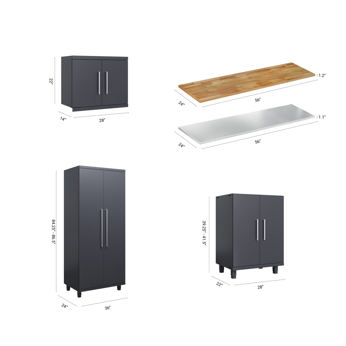 Prestige Series 7pc Cabinet Set with Base, Wall Cabinets and 36" Lockers