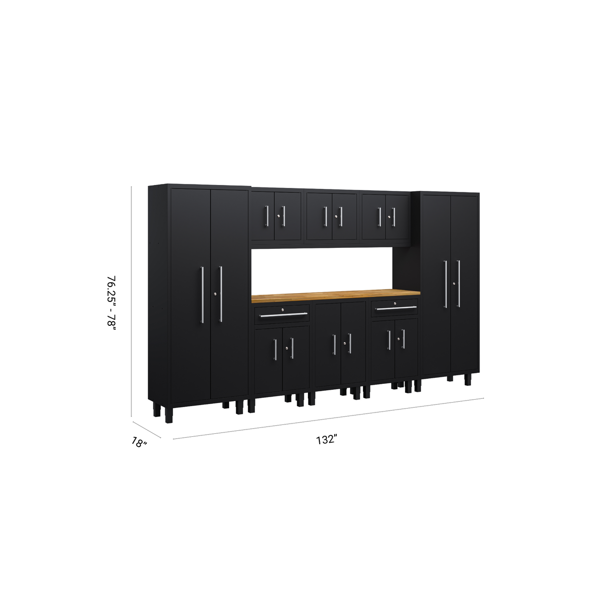 Core Plus Series 9pc Cabinet Set with Base, 2 Split Cabinets, Wall Cabinets and 30" Lockers