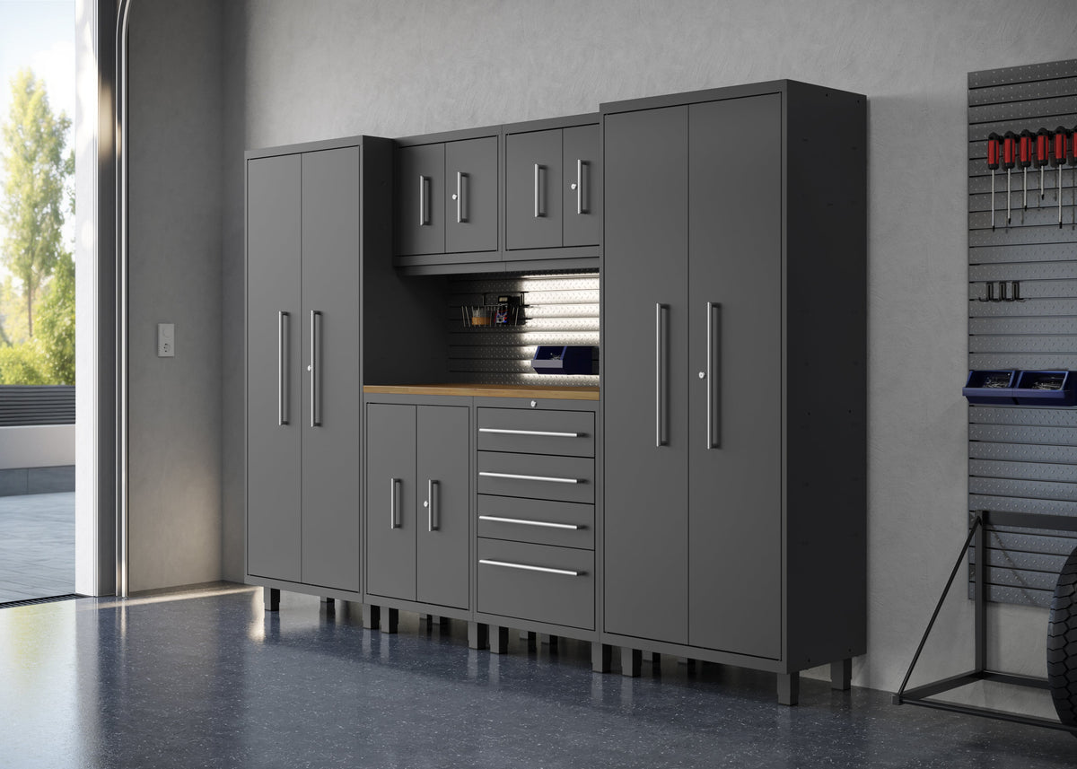 Core Plus Series 7pc Cabinet Set with Base, Wall Cabinets and 30" Lockers