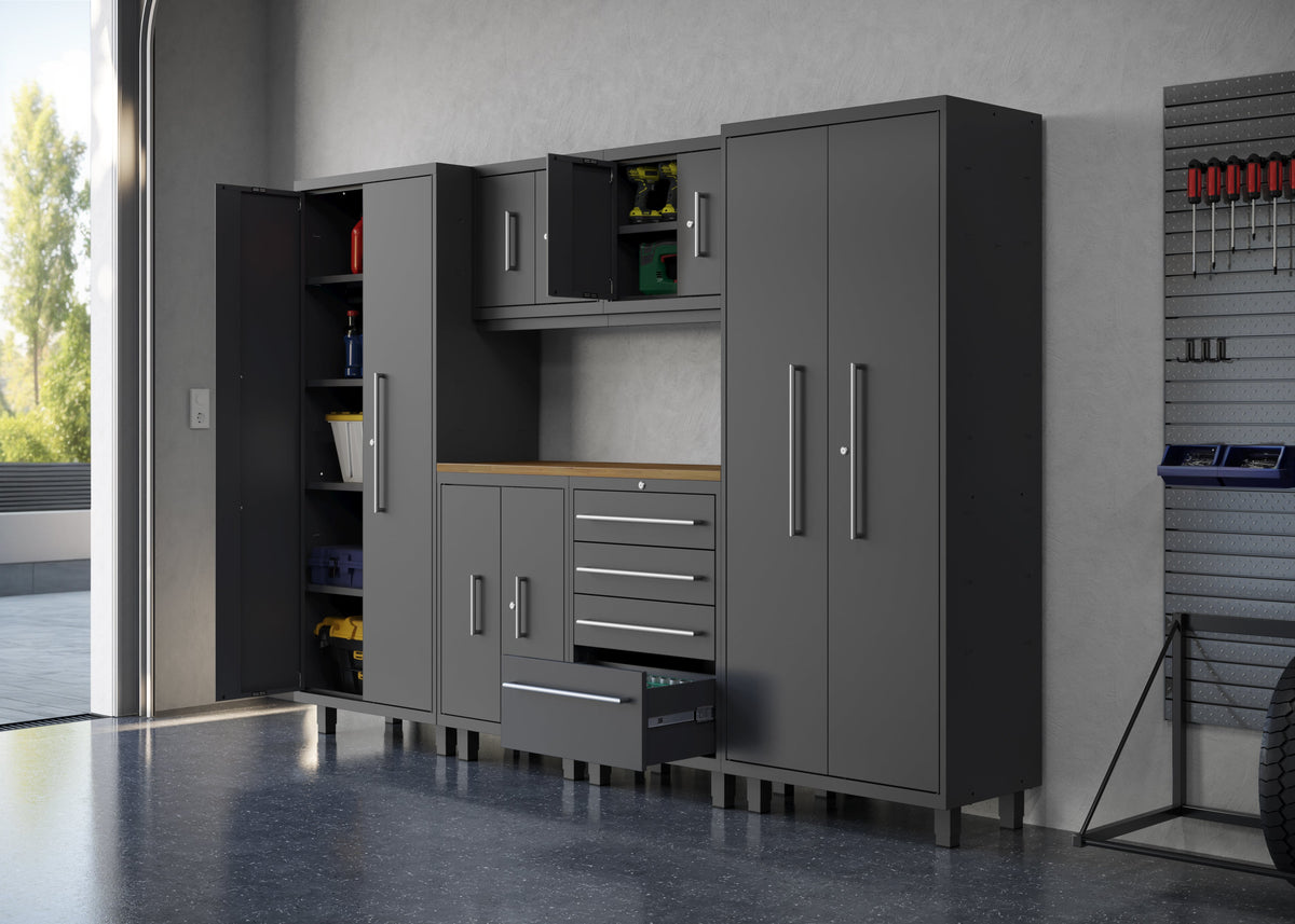 Core Plus Series 7pc Cabinet Set with Base, Wall Cabinets and 30" Lockers