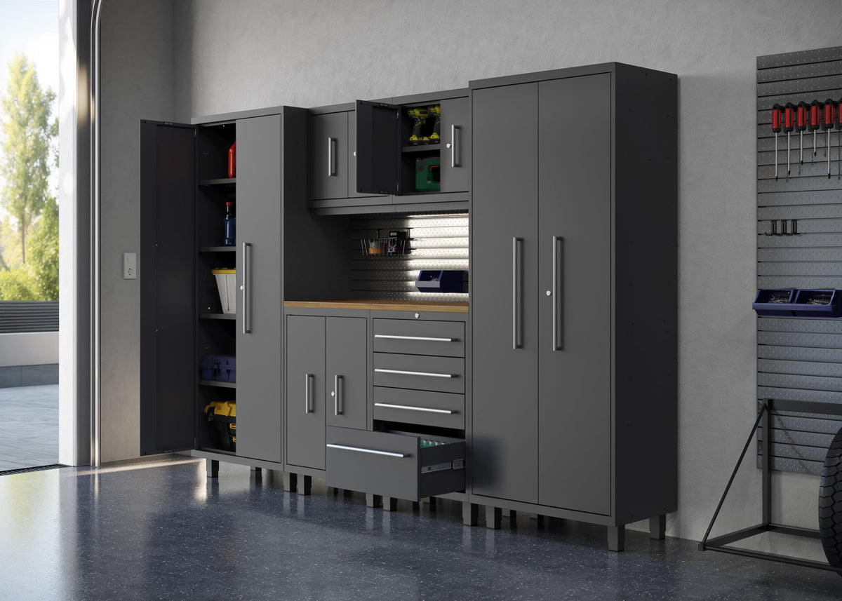 Core Plus Series 7pc Cabinet Set with Base, Wall Cabinets and 30" Lockers
