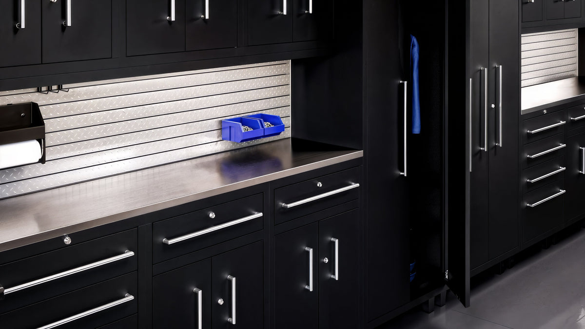 Core Plus Series 9pc Cabinet Set with Base, 2 Tool Drawers, Wall Cabinets and 30" Lockers