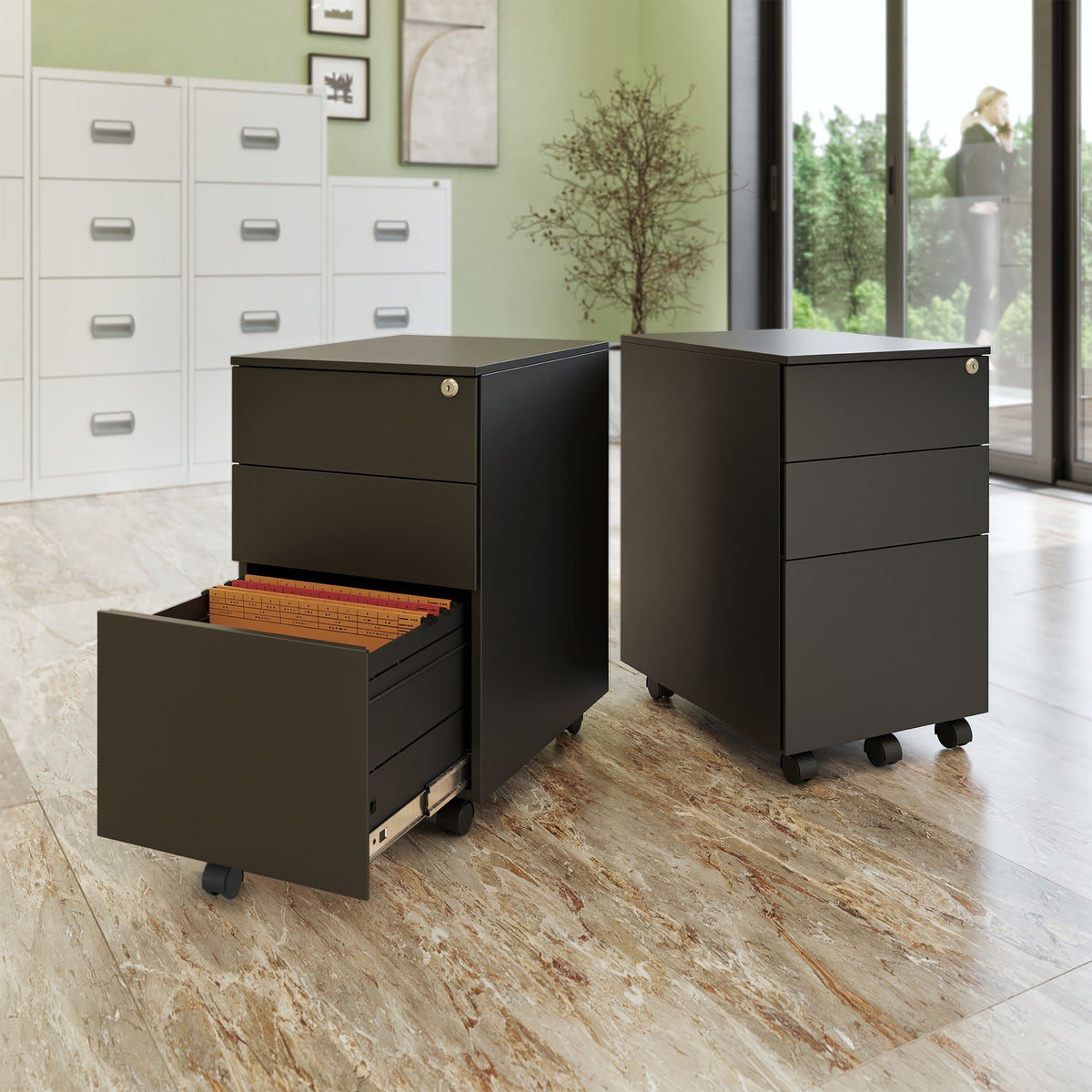 3-Drawer Metal Pedestal With Lock - JMKG