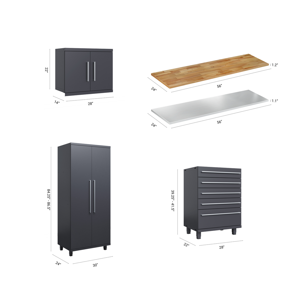 Prestige Series 7pc Cabinet Set with Tool Drawers, Wall Cabinets and 36" Lockers