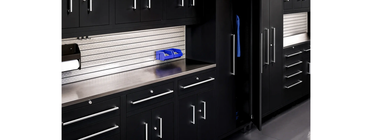 Core Plus Series 7pc Cabinet Set with Split Cabinets, Wall Cabinets and 30" Lockers