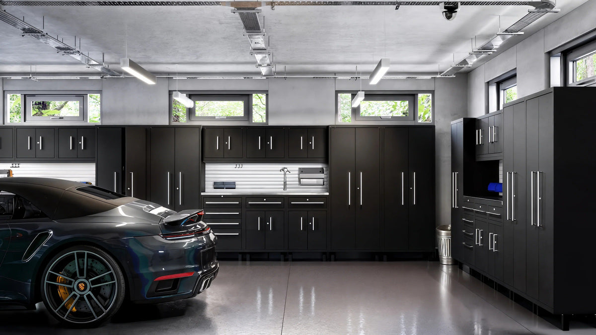 Core Plus Series 10pc Cabinet Set with Base Cabinets, Tool Drawer, Wall Cabinets and 30" Lockers